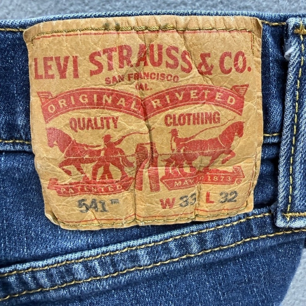 Levis 541 Jeans Athletic Taper Fit 33x32 (FIT 31x29) Blue Denim Stretch Cotton - Picture 6 of 12
